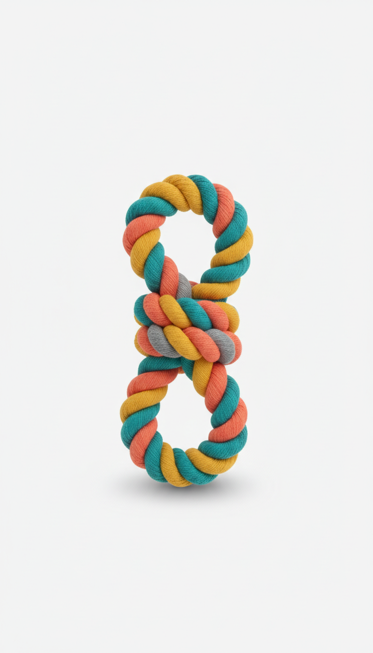 Dog rope chew toy with knotted ends