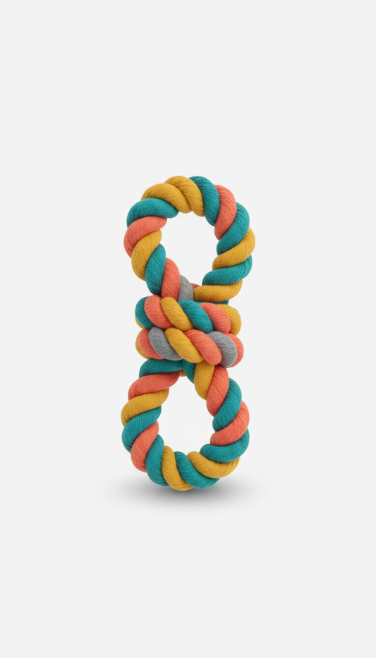 Dog rope chew toy with knotted ends
