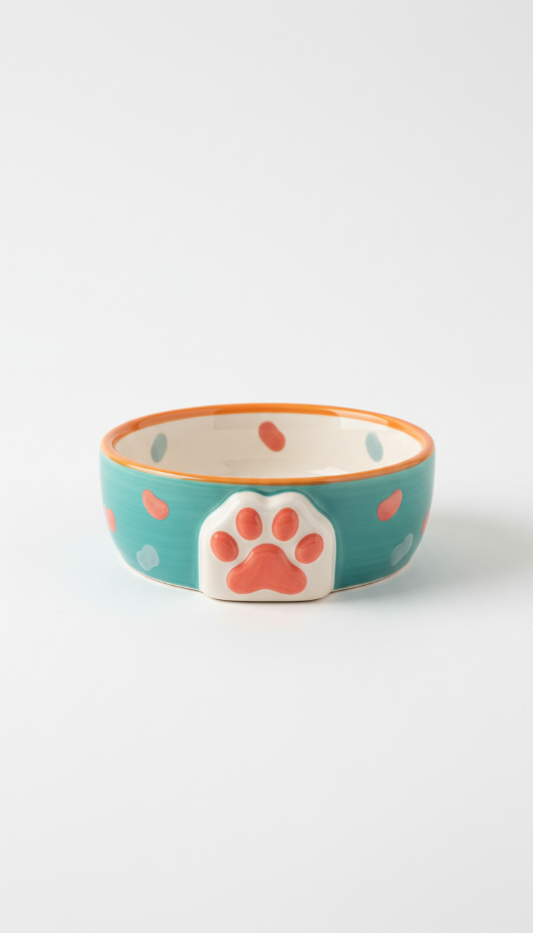 Small animal ceramic food bowl in teal